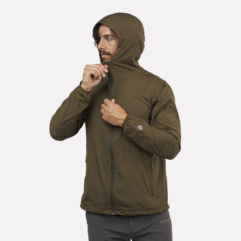 Chaqueta Cortaviento Ultraligero Hombre Declive Verde Bosque