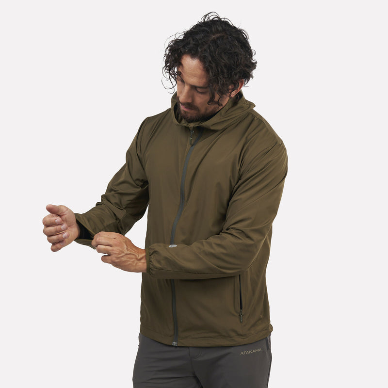 Chaqueta Cortaviento Ultraligero Hombre Declive Verde Bosque