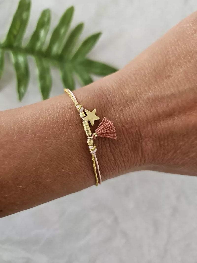 Pulsera Estrella Borla Rosa