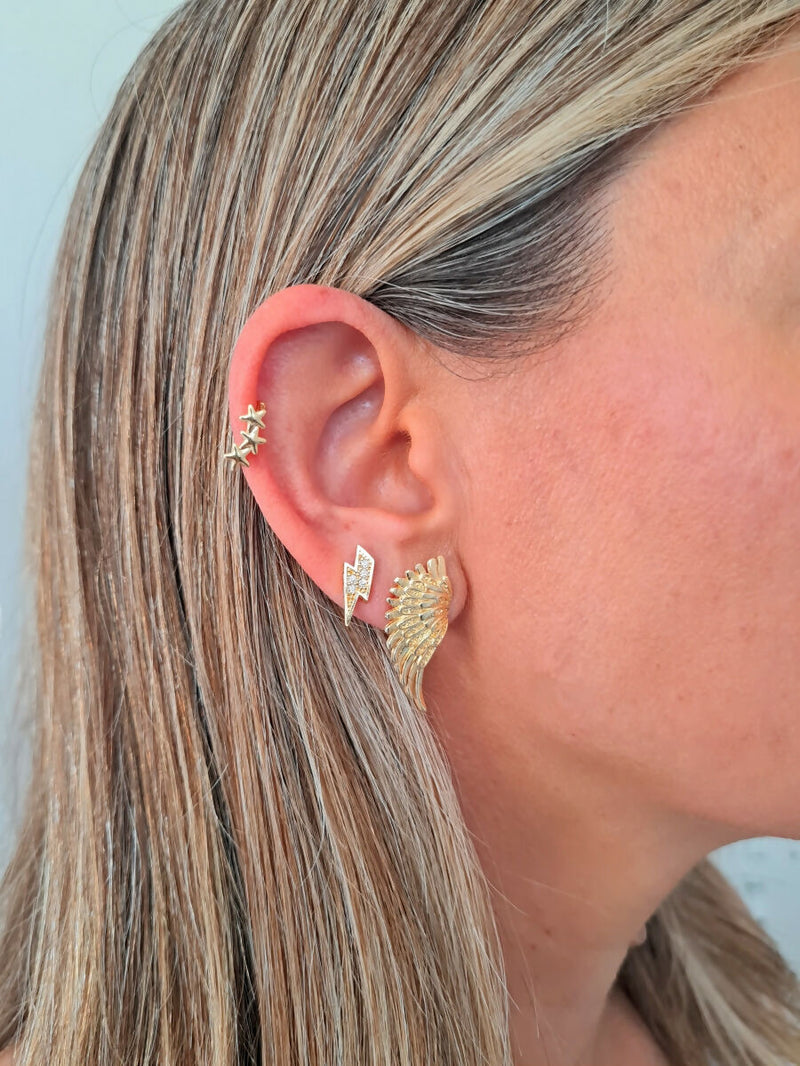 Aro Ear Cuff Triple Estrella Oro