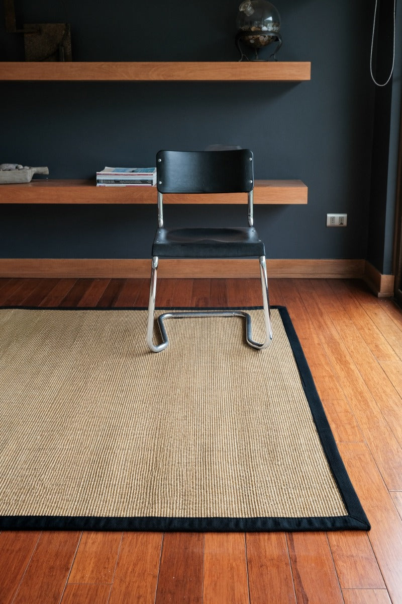 Alfombra Sisal Natural Borde Negro BD485 (3 medidas)