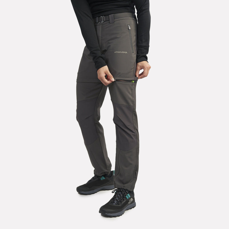 Pantalón de Trekking Mujer Desmontable Mujer Andino Gris Roca