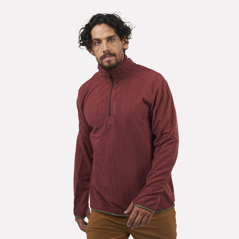 Polar Fleece Ultraligero Hombre 1/4-Zip Volca Burdeo