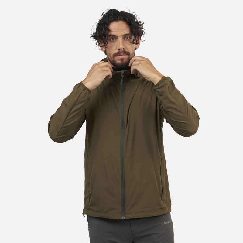 Chaqueta Cortaviento Ultraligero Hombre Declive Verde Bosque