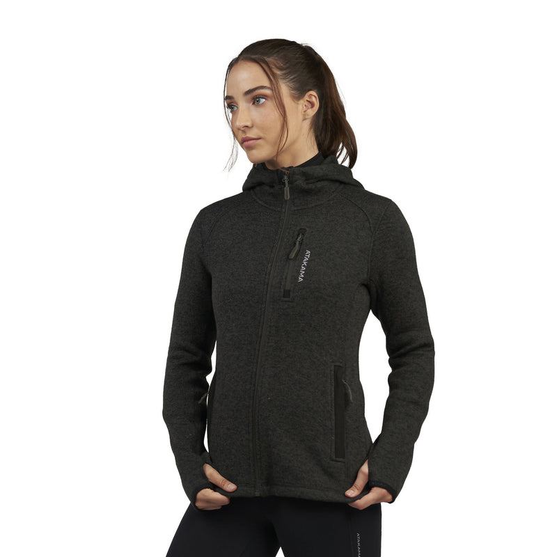 Polar Tejido Mujer Hoddie Full-Zip Tundra Gris Roca Jaspeado