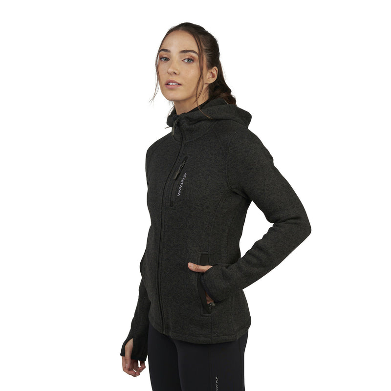 Polar Tejido Mujer Hoddie Full-Zip Tundra Gris Roca Jaspeado