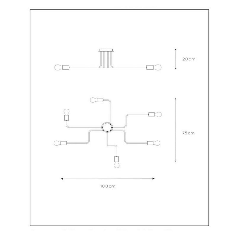 LAMPARA DE TECHO LESTER NEGRO 6XE27