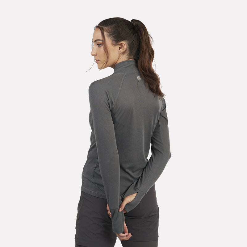 Primera capa Térmica Mujer 1/4 Zip-Cuello VentoFit Gris ceniza