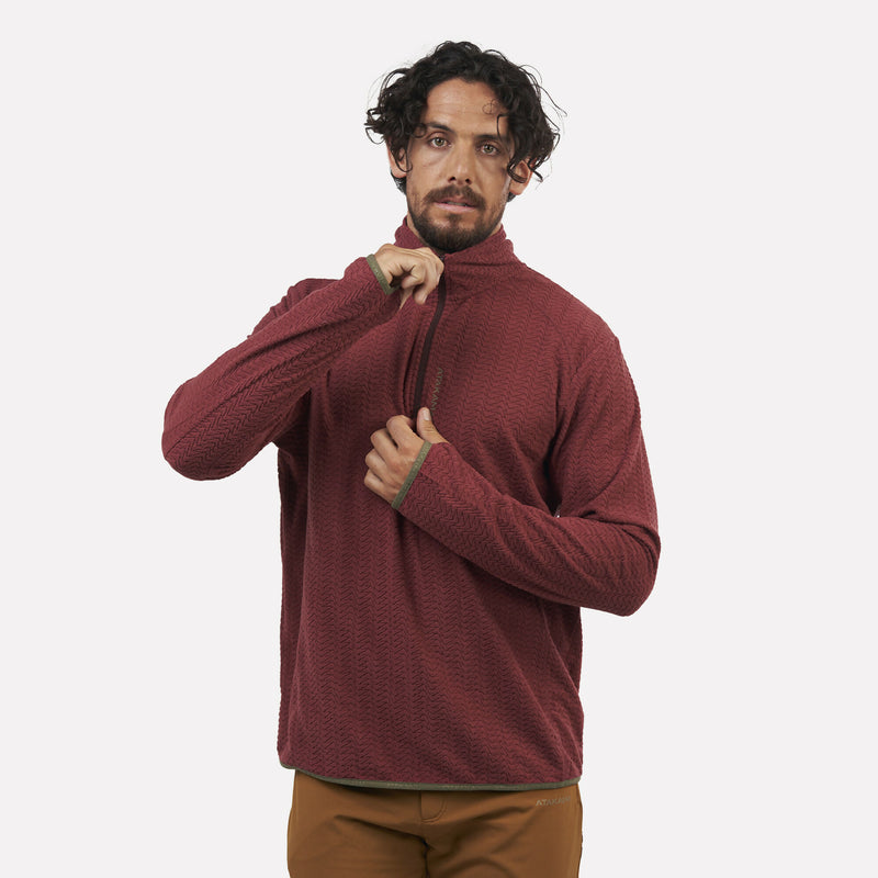 Polar Fleece Ultraligero Hombre 1/4-Zip Volca Burdeo