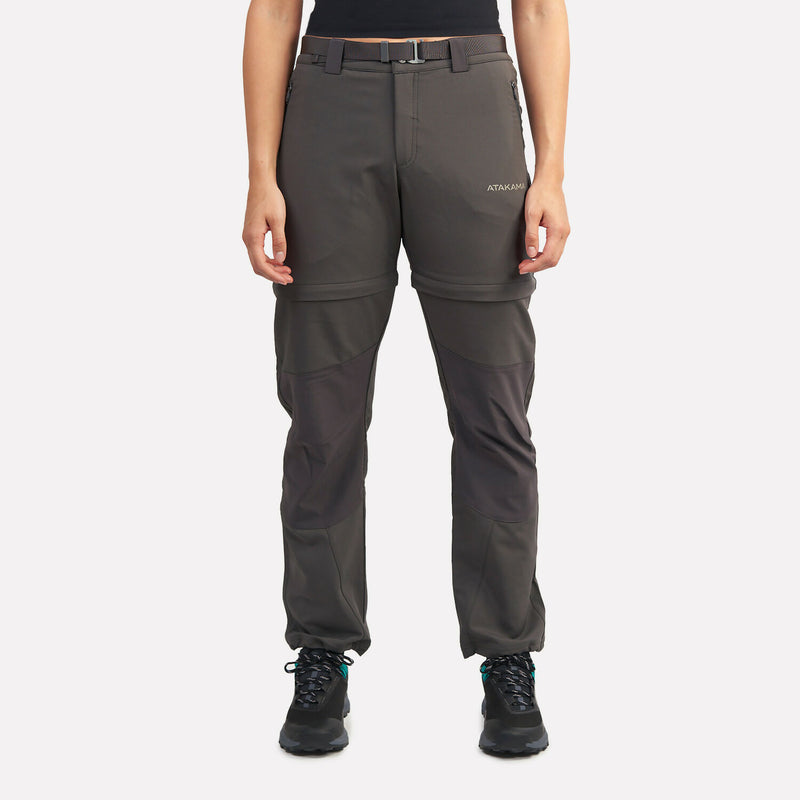 Pantalón de Trekking Mujer Desmontable Mujer Andino Gris Roca