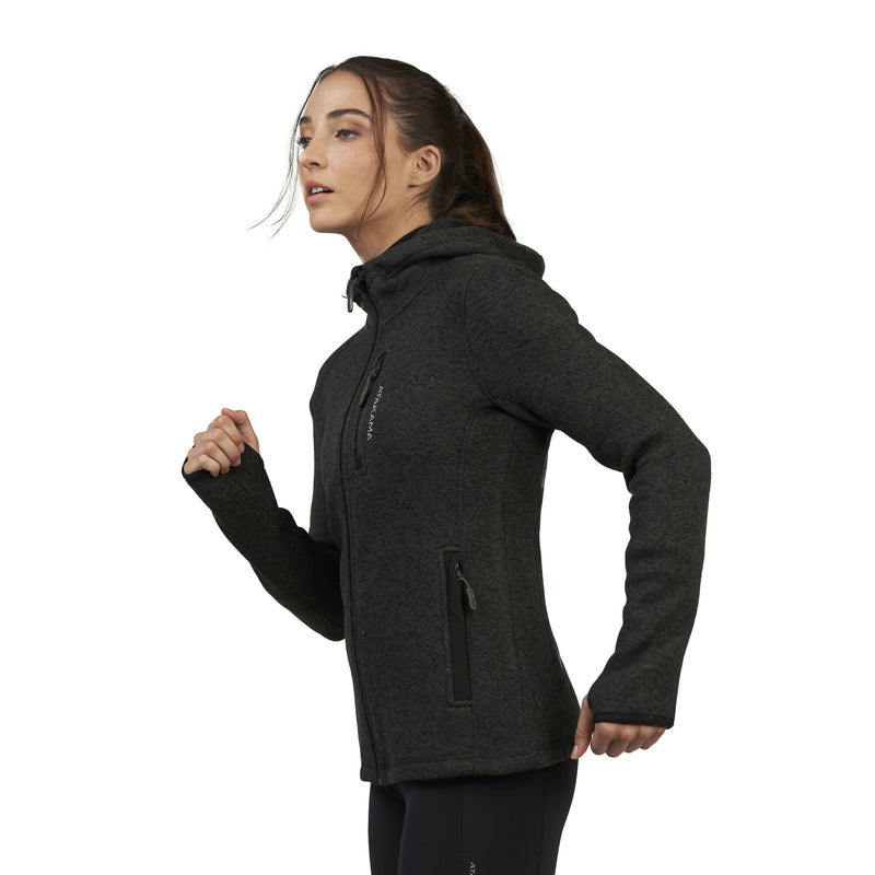 Polar Tejido Mujer Hoddie Full-Zip Tundra Gris Roca Jaspeado