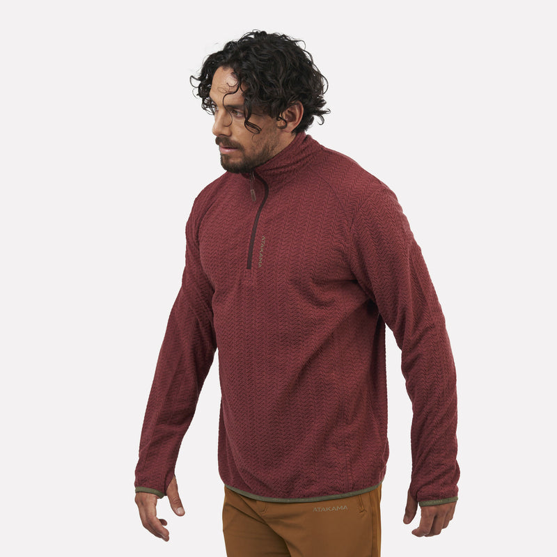 Polar Fleece Ultraligero Hombre 1/4-Zip Volca Burdeo